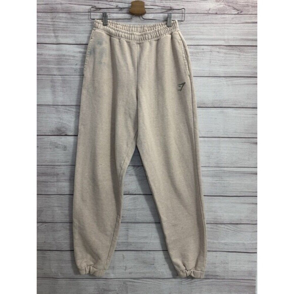 Gymshark Joggers Womens Off White Lounge Pants Terry Fleece Gym Baggy SIZE XS